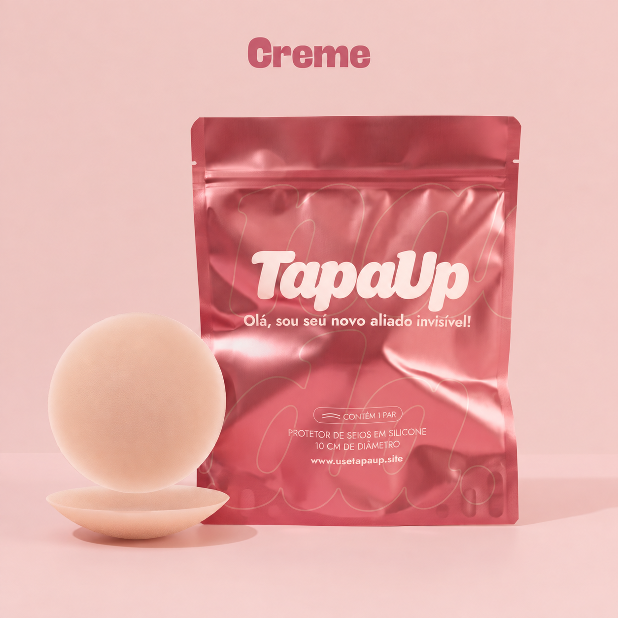 Protetor TapaUp. na cor Creme com embalagem